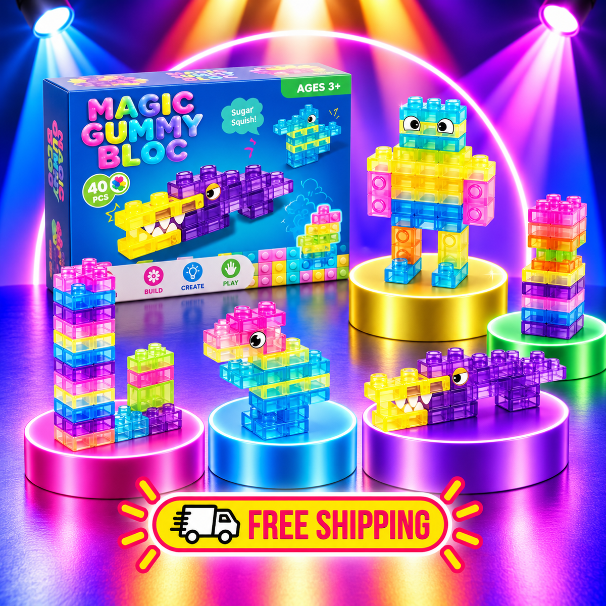 40-Piece Squishy Jelly Building Block Set