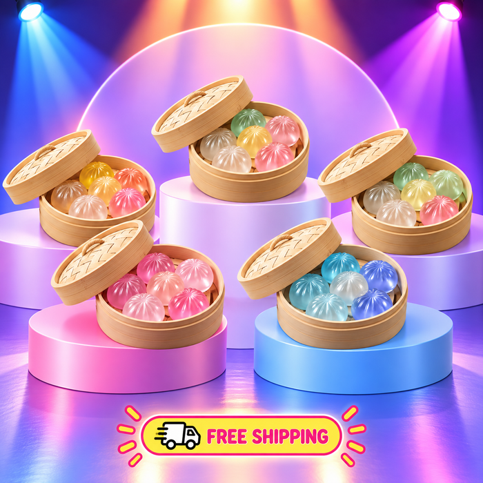5-Piece Dumpling Squishy Set with Steamer Box
