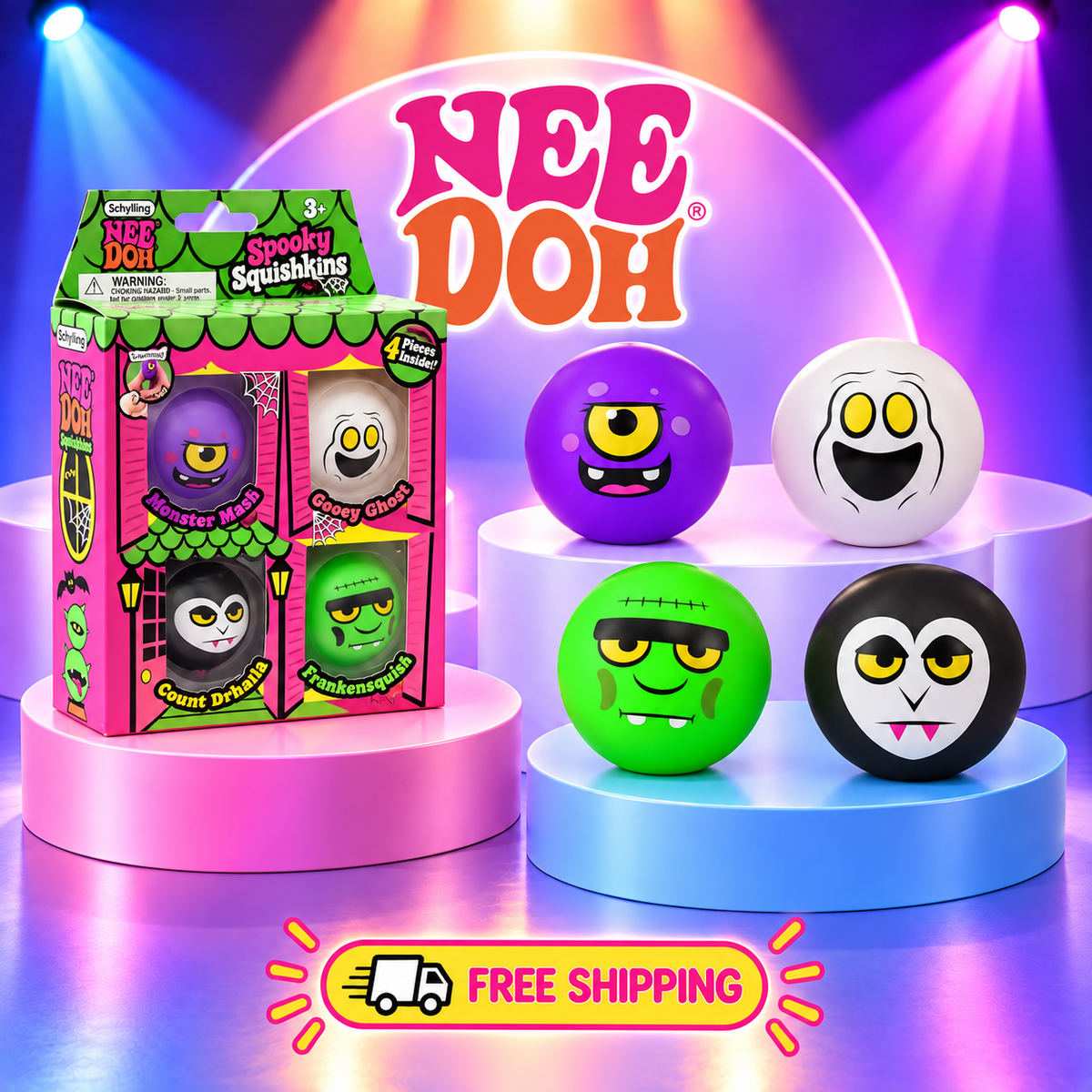 NeeDoh Spooky Squishkins Inspired Mini 4-Pack