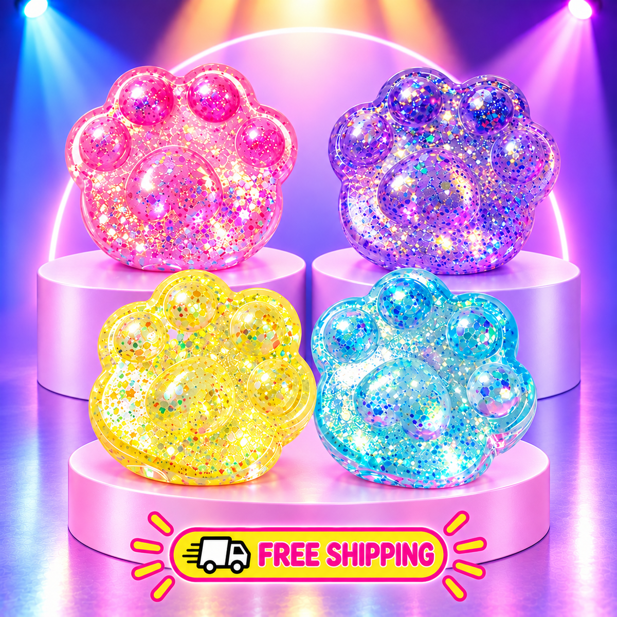 TABA Sequin Cat Paw Maltose Squishy