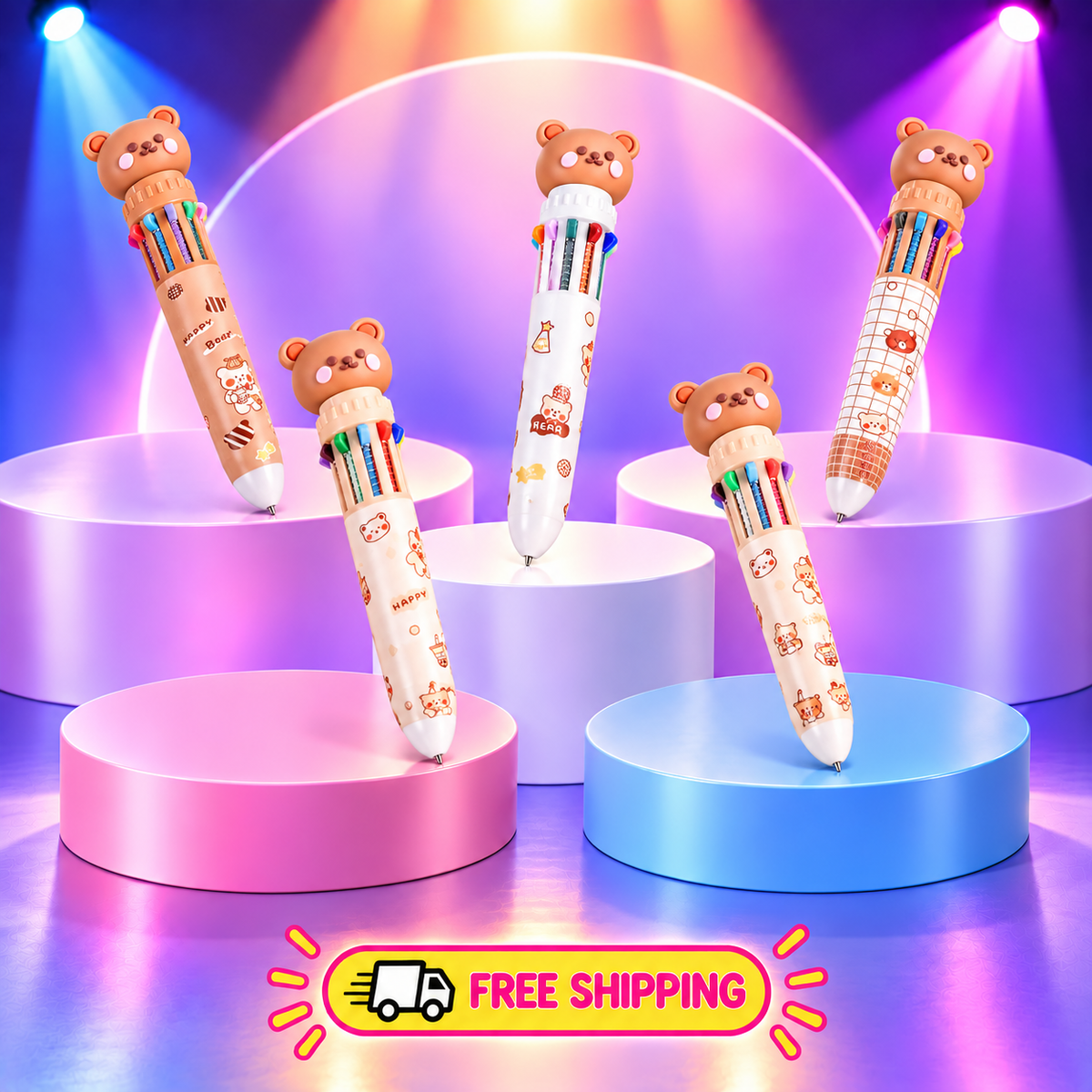 Cartoon Bear 10-Color Gel Pen, 0.5mm