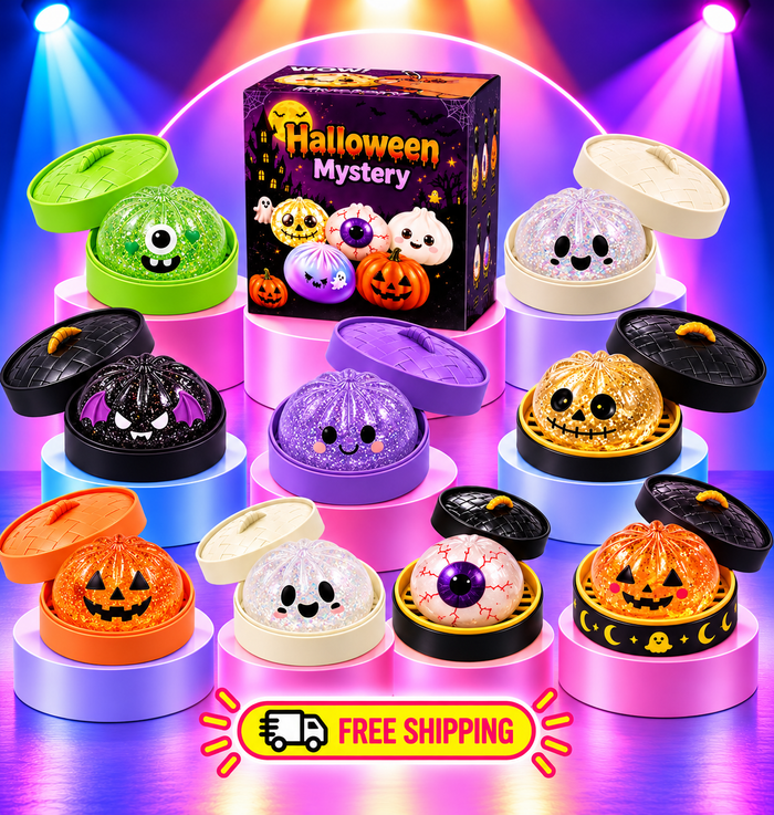 Halloween Glitter Dumpling Squishy with Steamer