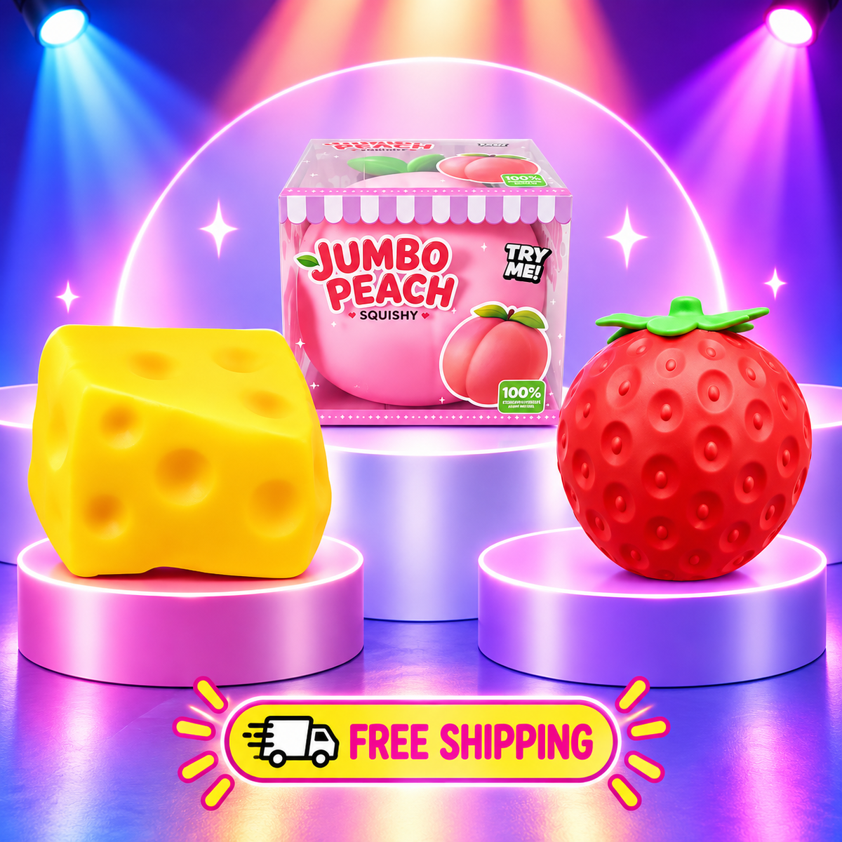 Jumbo Slow-Rising Fruit and Cheese Squishy Toy