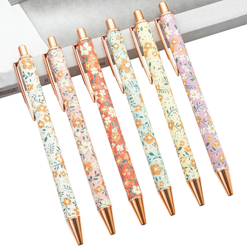 Fresh Style Cute Girl Heart Flower Metal Ballpoint Pen Office Supplies School Teacher Student Stationery Gift Writing Pens