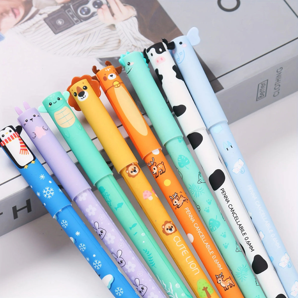 8-Pack Animal-Shaped Erasable Pens for Journaling, Writing, Office Supplies, Birthday Gifts, Christmas Gifts, Gift Ideas,Gel Pen