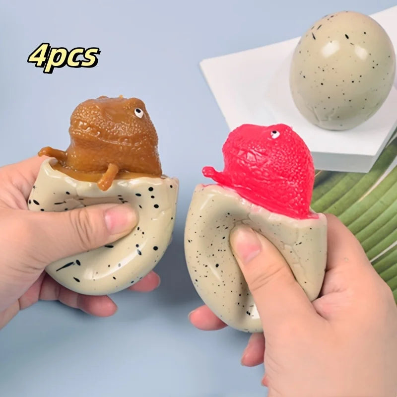 2/4pcs Dinosaur Squishy Stress Reliever with Egg Case, Fun Sensory Fidget for Office &Party, Novelty Gift Set, Adult Party Favor