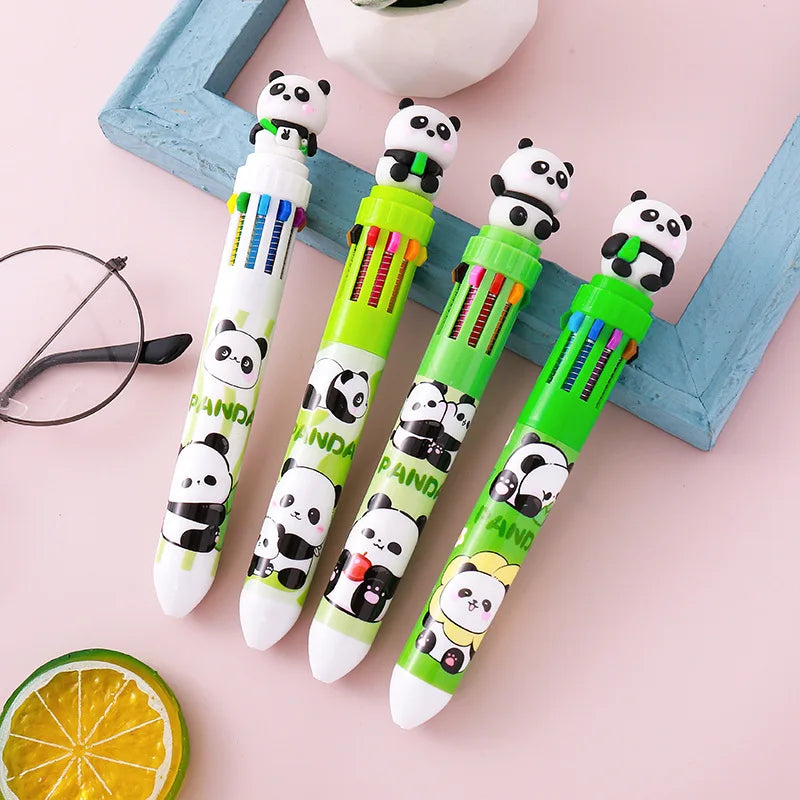 10-in-1 Kawaii Panda Gel Pen Multi-Color Writing Tool Creative Multi-color Ballpoint  Panda Ball Pen for School Office