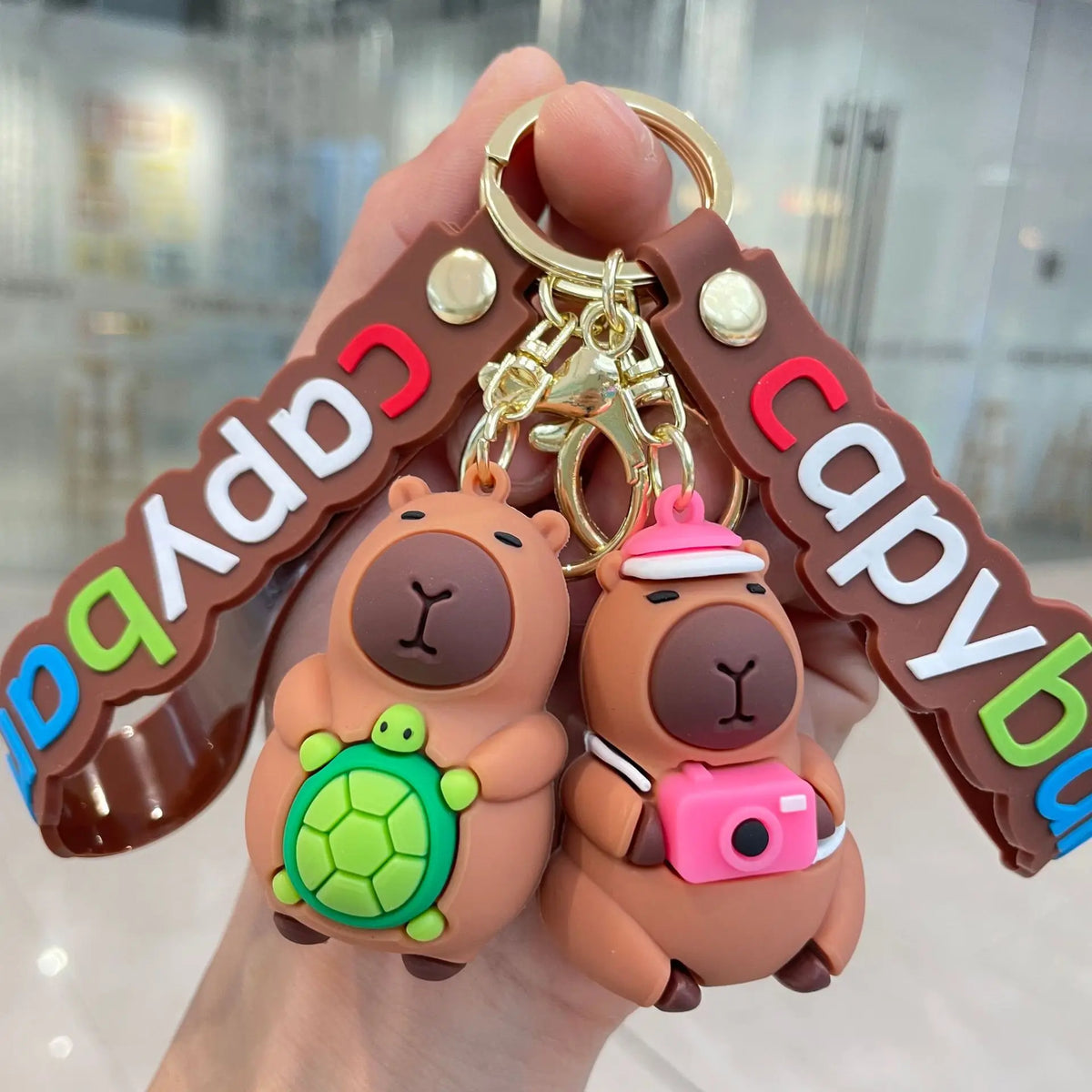 Capybara Keychain PVC Soft Key Accessories Cute Party Gifts for Christmas for Boys and Girls Key Buckles Metal