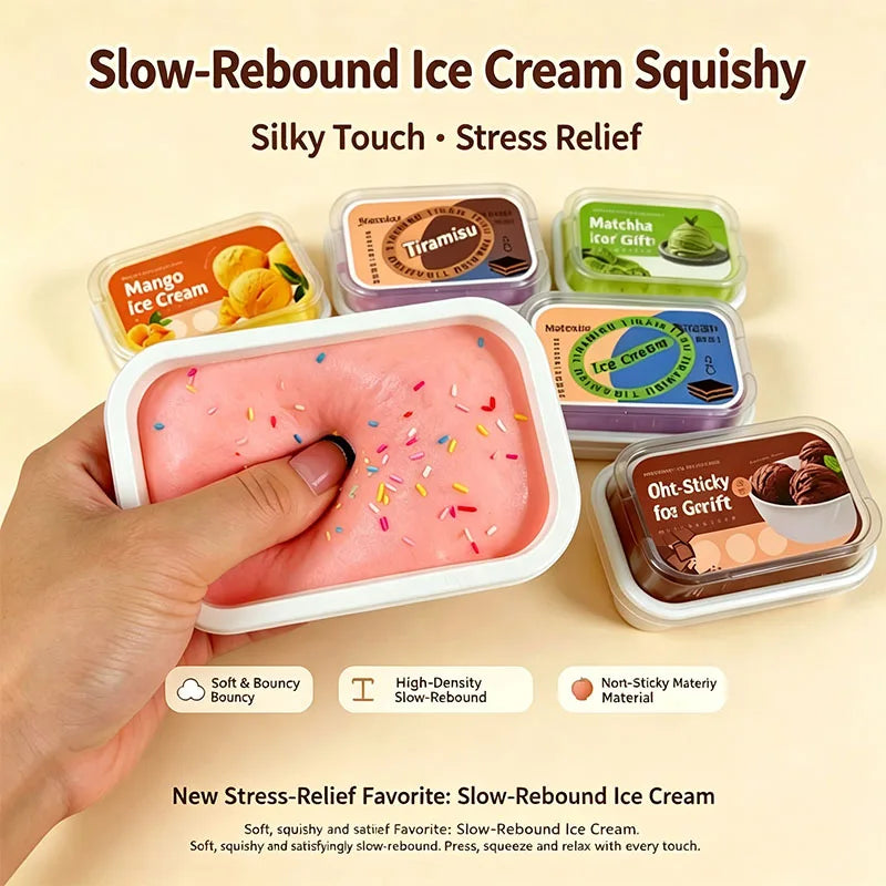 Squishy Simulated Ice Cream Cake Slow‑Rising, Stress Relief Sensory Squeeze Model, Party Supply & Home Decor for Adults