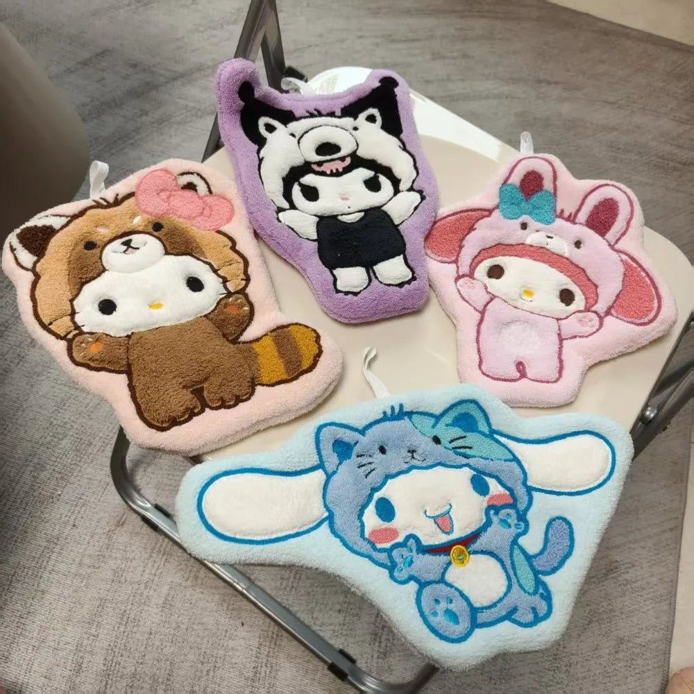 Sanrio Kuromi My Melody Hand Towel, Soft Coral Velvet Skin-friendly,   Thick, Double-Layer, Absorbent, Cute Home Decoration