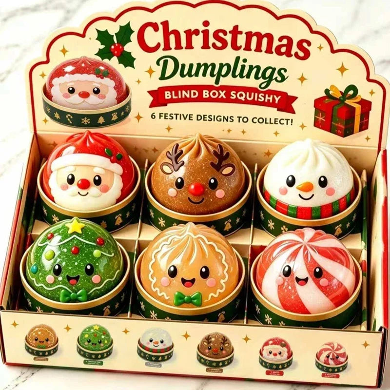 Christmas Dumpling Steamer Squishy – Glitter TPR🎄