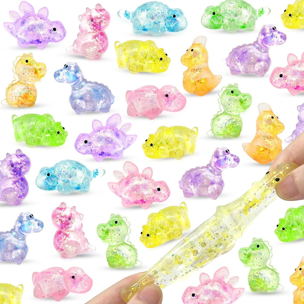 5/10PCS Glitter Dinosaur Squishy Fidget Toy Cute Soft Animal Sensory Squishies Stress Relief Squeeze Toy