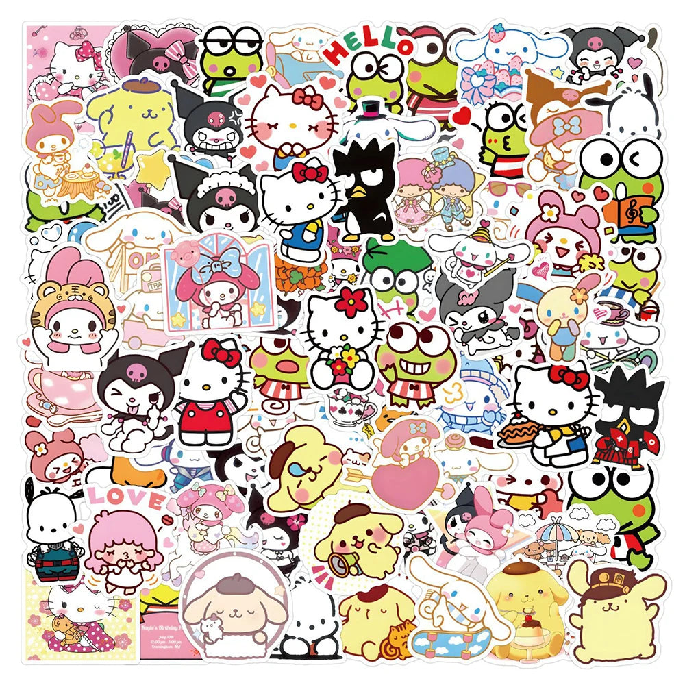 10/50/100/200pcs Sanrio Series Kuromi My Melody Cinnamoroll Cartoon Stickers Cute Anime Decal Toy DIY Suitcase Motorcycle Guitar