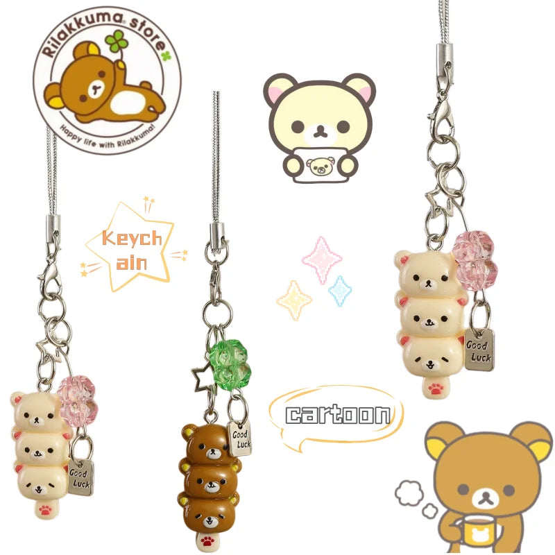 Rilakkuma keychain New Creative cute stylish cartoon simple and portable Personality couple mobile phone charm accessory gift
