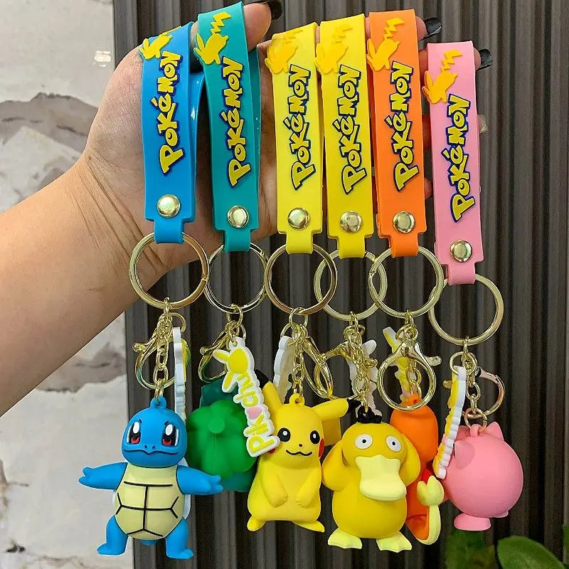 Pokemon Keychain batch Pendant  Key Ring Pokemon keyring Cute Doll Bag Car Pendant for birthday Kids Gift Toys charm bulk gourd