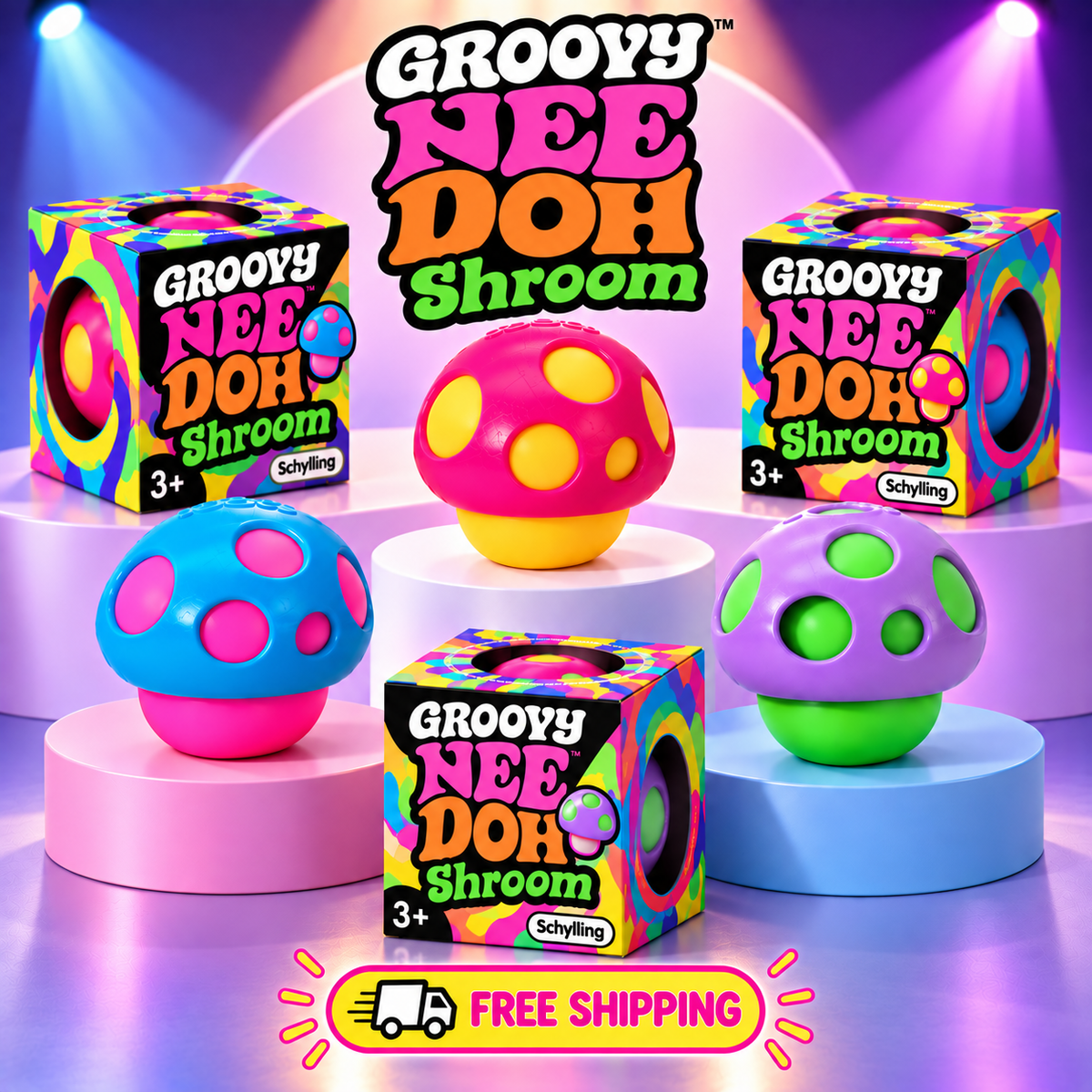 NeeDoh Groovy Shroom Inspired Mushroom Sensory Fidget Toy